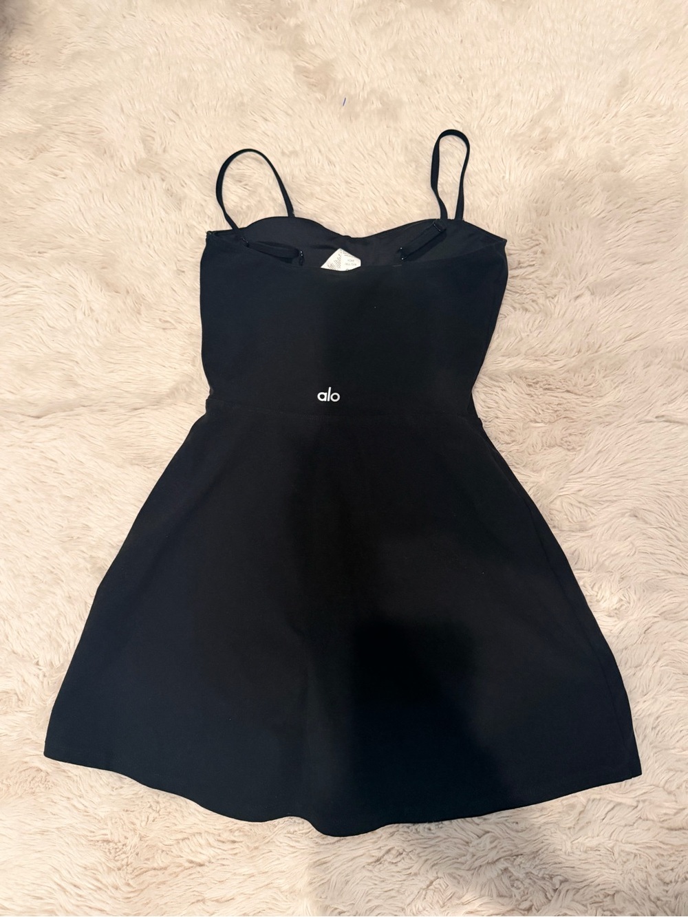ALO Yoga Black Spaghetti-Strap Fit-and-Flare Dress